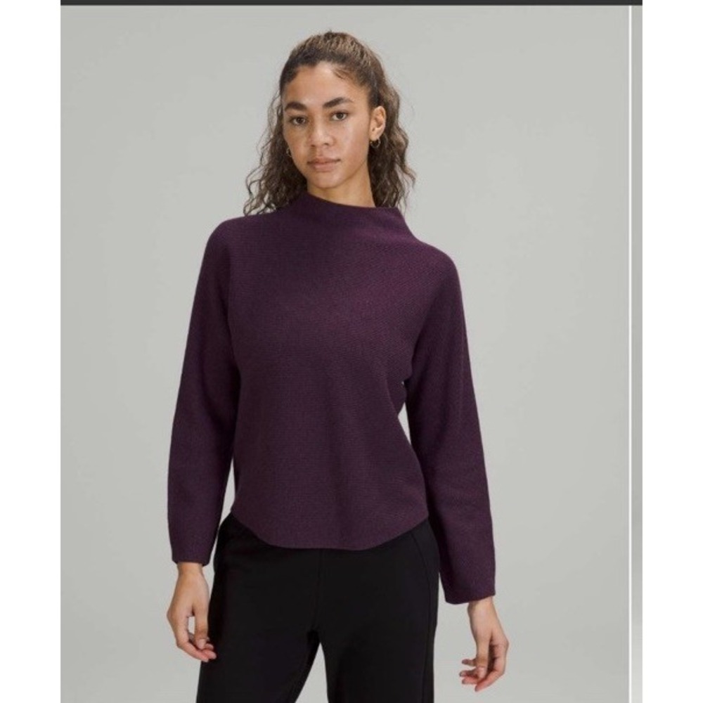 Lululemon Boxy Cotton-Blend Sweater Heathered *Vintage Plum Women's Sz XL/XXL - Picture 3 of 9